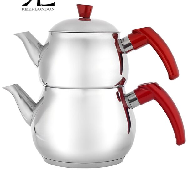 keep london kitchen cooker serisi tea time paslanmaz Çelik bakalit kulplu orta boy Çaydanlık