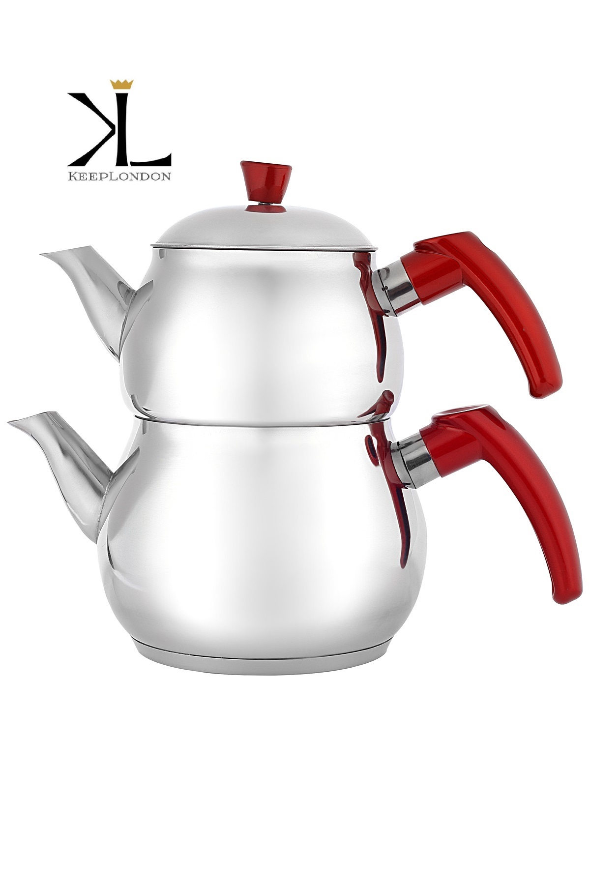 keep london kitchen cooker serisi tea time paslanmaz Çelik bakalit kulplu orta boy Çaydanlık