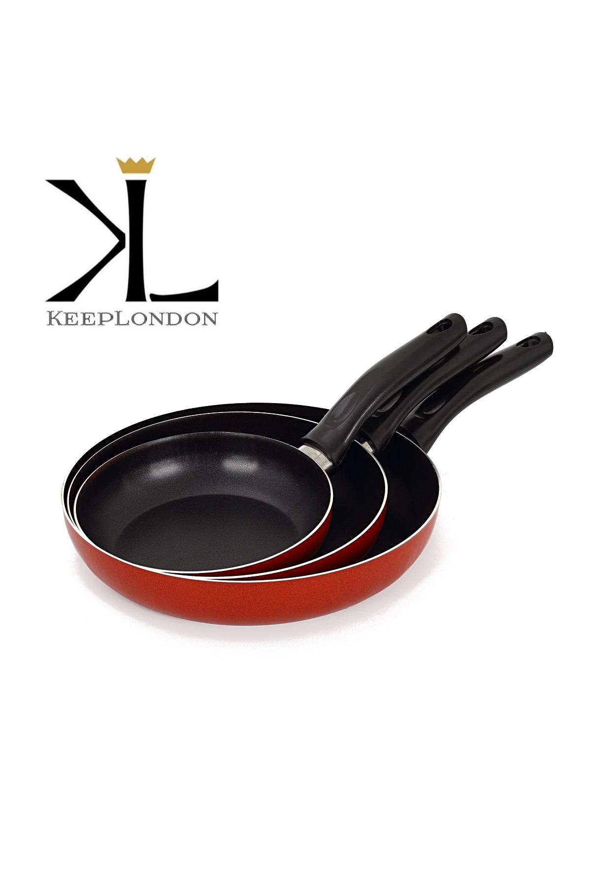 keep london kitchen cooker seris 3'lü (18 20 22cm) alüminyum döküm teflon kaplama yanmaz yapışmaz tava seti