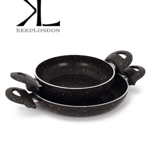 keep london kitchen cooker seris alüminyum döküm 2'li (18cm 22cm) granit desenli yanmaz yapışmaz sahan seti