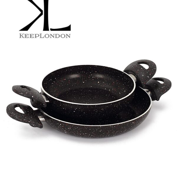 keep london kitchen cooker seris alüminyum döküm 2'li (18cm 22cm) granit desenli yanmaz yapışmaz sahan seti